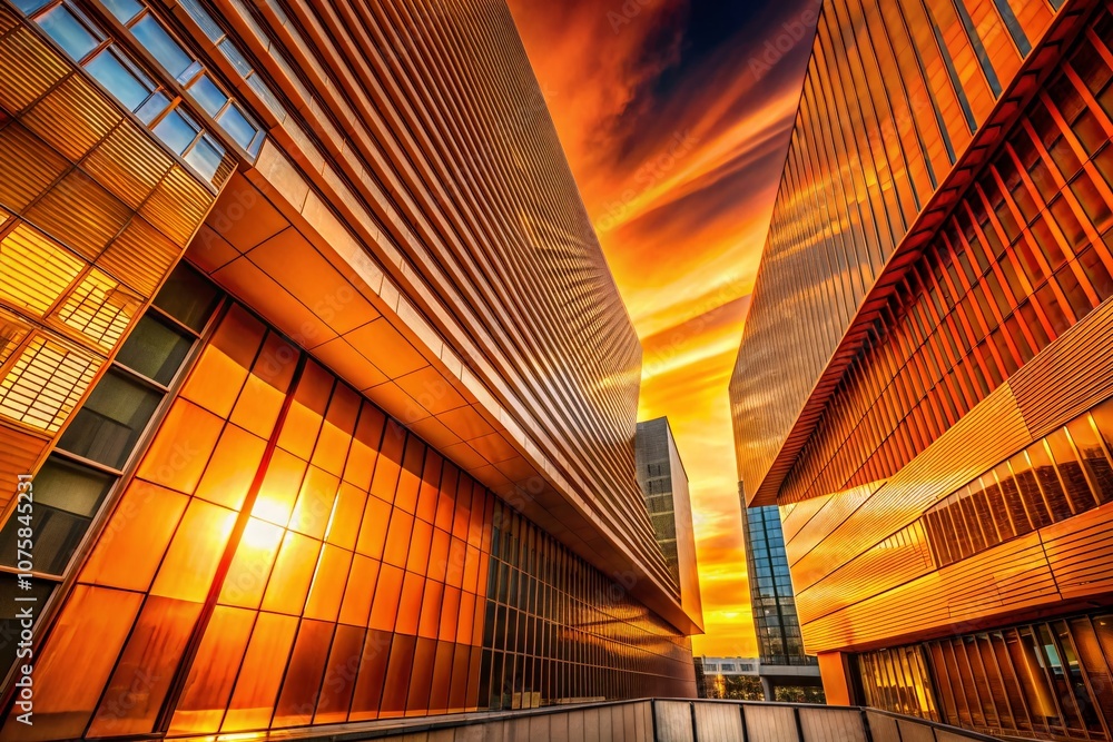 Poster abstract orange gradient background with architectural elements showcasing modern design and visual 