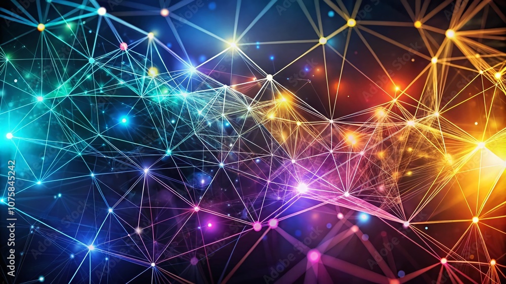 Poster abstract polygonal space background with connecting dots and lines for digital design and technology