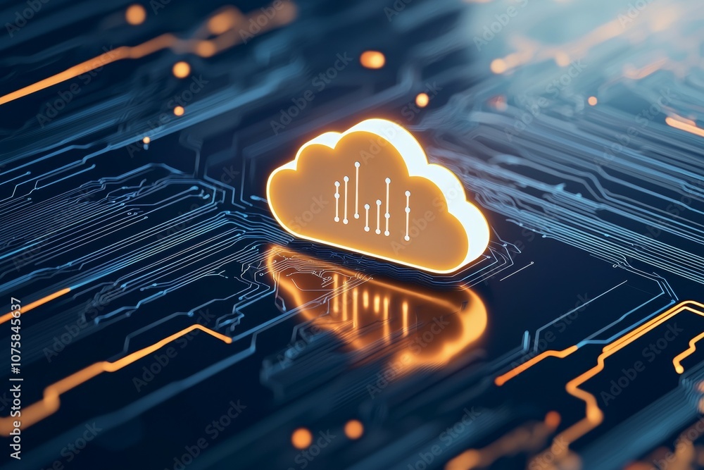 Poster a computer chip with a cloud on it