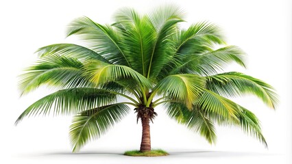 Coconut palm tree isolated on white background with depth of field