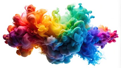 Fototapeta premium Colorful cloud of ink in water isolated on white background abstract background wide-angle