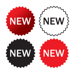 New label icon. Bold announcement badge. Circular shape vector. Modern promotion design.