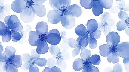 Fototapeta premium Delicate seamless floral pattern with blue flowers of different sizes