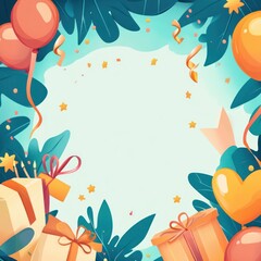 Fototapeta premium birthday party background with cheerful wishes