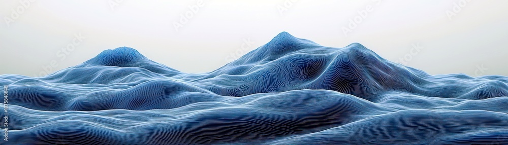 Aufkleber abstract depiction of undulating waves in vibrant blue tones with subtle gradients, conveying a sens