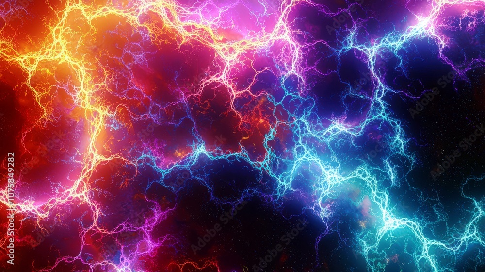 Poster vibrant electric energy lightning abstract background with colorful glow and dynamic shape for creat