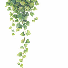 Obraz premium Watercolor Illustration of Hanging Ivy Plant, vine, green, leaves, painting, botanical