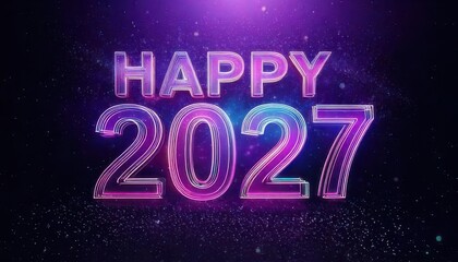 Fototapeta premium A purple happy new year 2027 text with a bright light