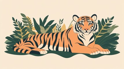 a Animal/Wildlife of A tiger representing, positioned to the right with a soft orange soft-toned background