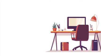 Flat vector design of a professional workspace: An empty desk