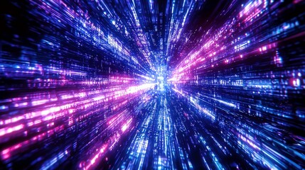 Fototapeta premium Abstract digital background depicting an explosion of vibrant light and color with a futuristic feel, perfect for technology, innovation, and digital themes.