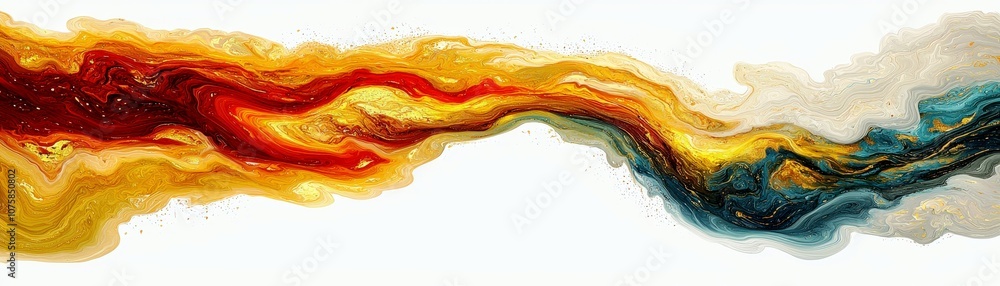 Poster vibrant abstract flowing liquid patterns in warm and cool tones with swirling details and dynamic mo
