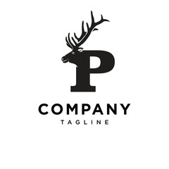 Letter P Elk Logo Icon Vector