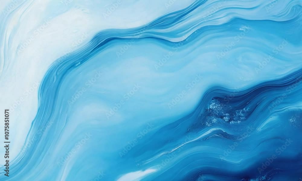 Poster Abstract Blue Marble Texture with Fluid Waves and Soft Swirling Patterns : Generative AI