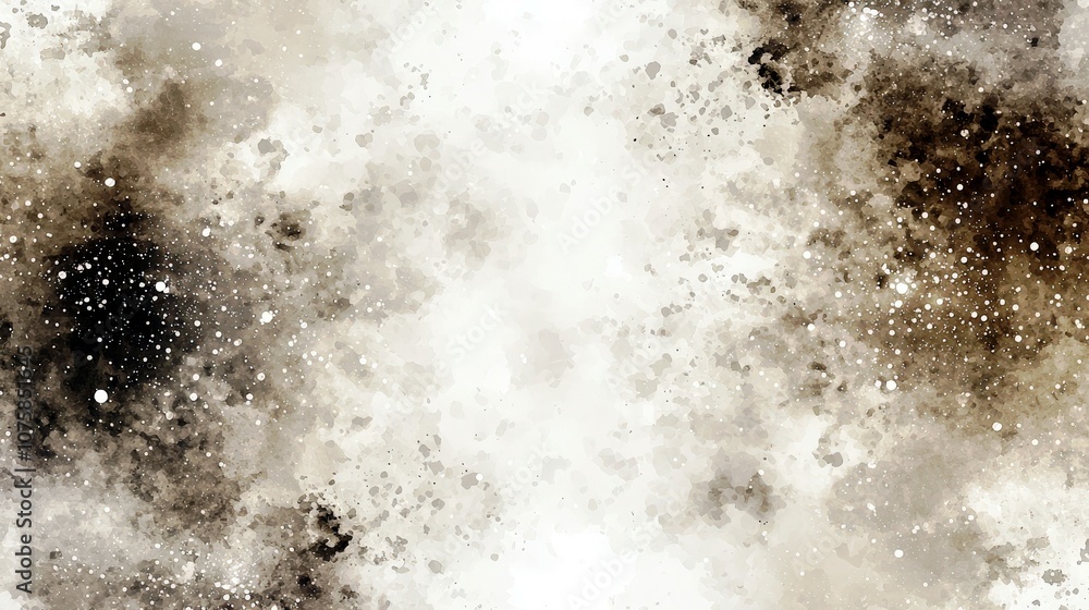 Poster abstract artistic background with soft watercolor textures, dark and light splashes, and subtle star