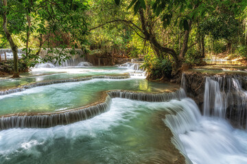Kuang Si Waterfalls Turquoise Water Pools