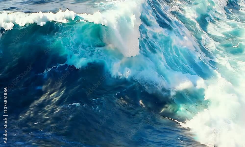 Poster majestic ocean waves in motion capturing the energy and power of the sea : generative ai