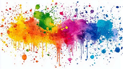 Fototapeta premium Vibrant and Abstract Colorful Splash of Paint with Dripping Watercolor Effects in a Beautiful Gradient for Artistic Backgrounds or Creative Designs