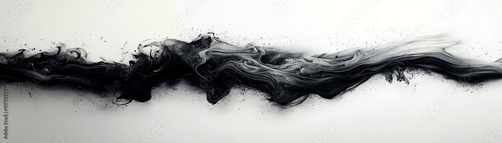 Poster abstract fluid waves in monochrome: ethereal black and white swirl patterns with smooth textures and