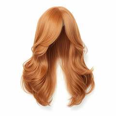 Long Wavy Red Wig Isolated on White Background, hair, long wig, wavy wig, hairstyle, hairpiece