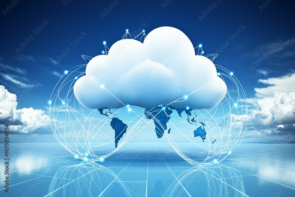 Poster a cloud with a globe in the middle of it
