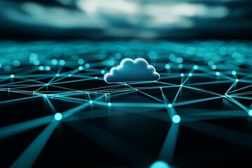 Obraz premium A cloud is in the middle of a network of lines