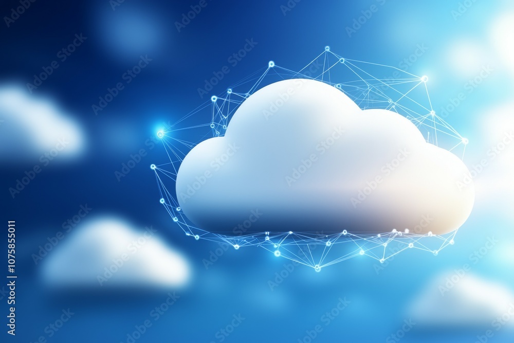 Poster a cloud with a network of lines surrounding it