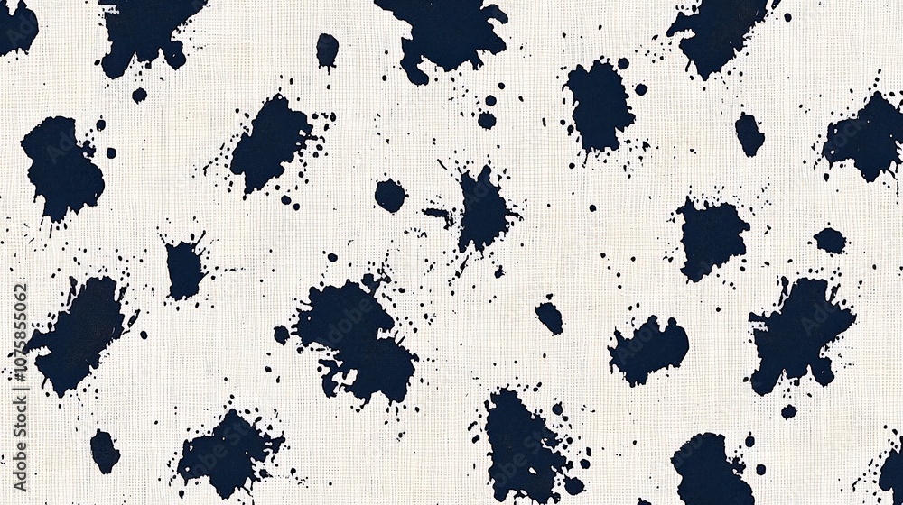 Poster abstract navy blue paint splatter on light canvas background, creating a dynamic and artistic textur