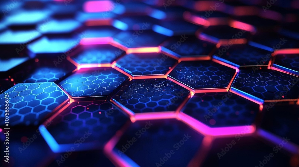 Poster 3d hexagonal an abstract wallpaper depicting a network of hexagonal shapes with a dynamic depth of f