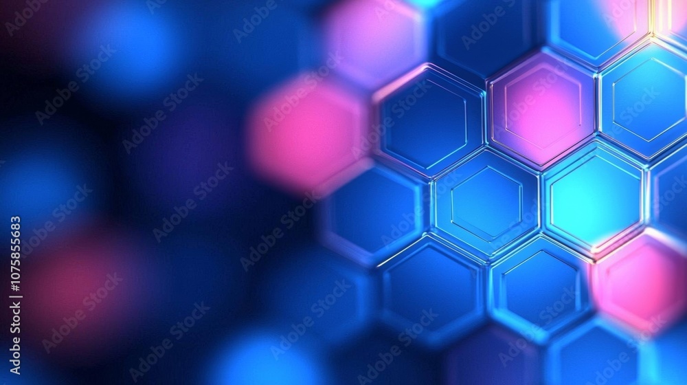 Poster 3d hexagonal an abstract wallpaper depicting a network of hexagonal shapes with a dynamic depth of f
