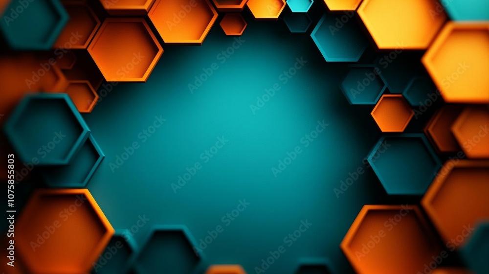 Poster 3d hexagonal colorful hexagonal geometric honeycomb pattern 3d background. 3d rendering , isolated o