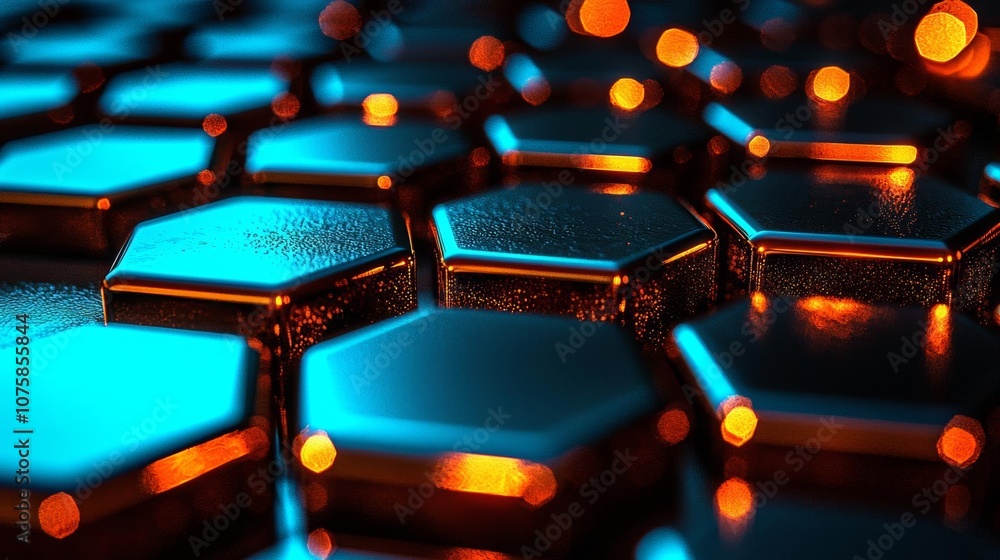 Poster 3d hexagonal colorful hexagonal geometric honeycomb pattern 3d background. 3d rendering , isolated o