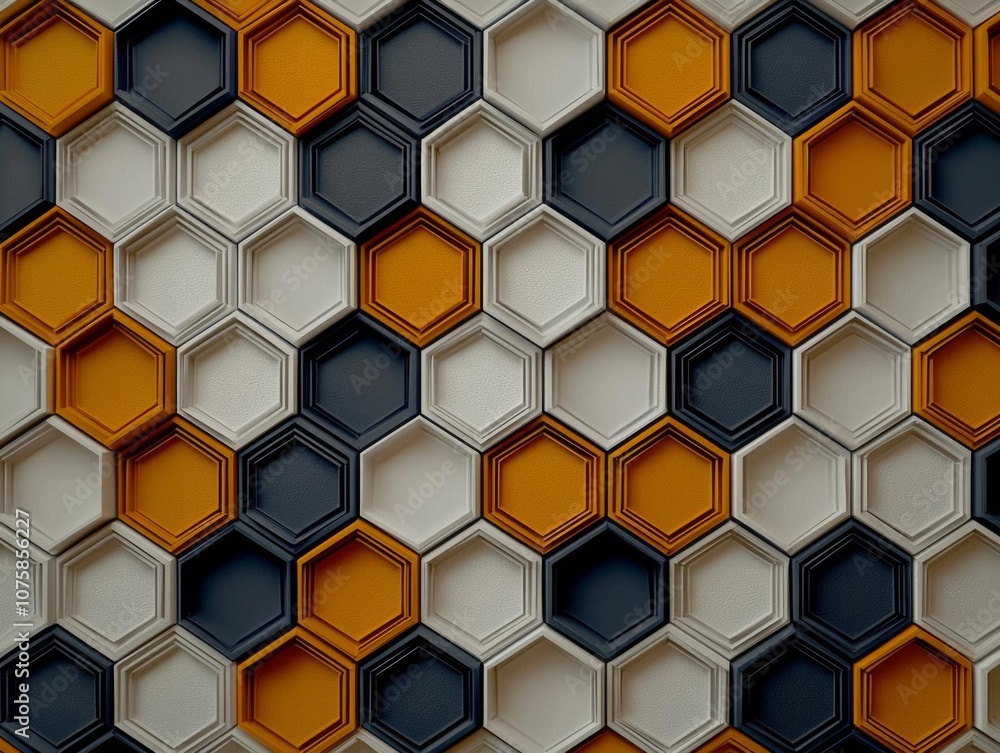 Poster 3d hexagonal knolling liquid diffusion, corrugated pattern