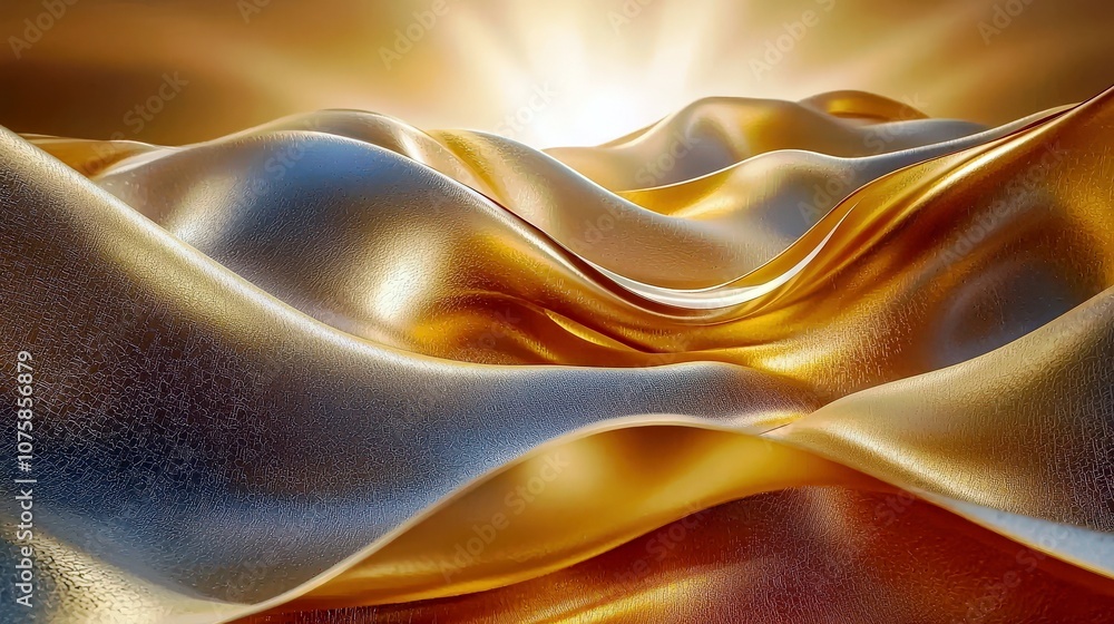 Aufkleber abstract golden waves of fabric under a bright sunlight, creating a sense of flow and elegance with 