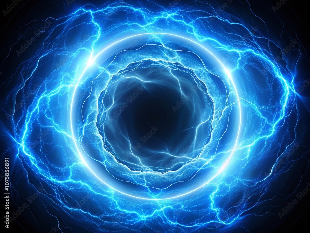 Poster captivating abstract blue lightning circle background for modern portrait photography enhancements a