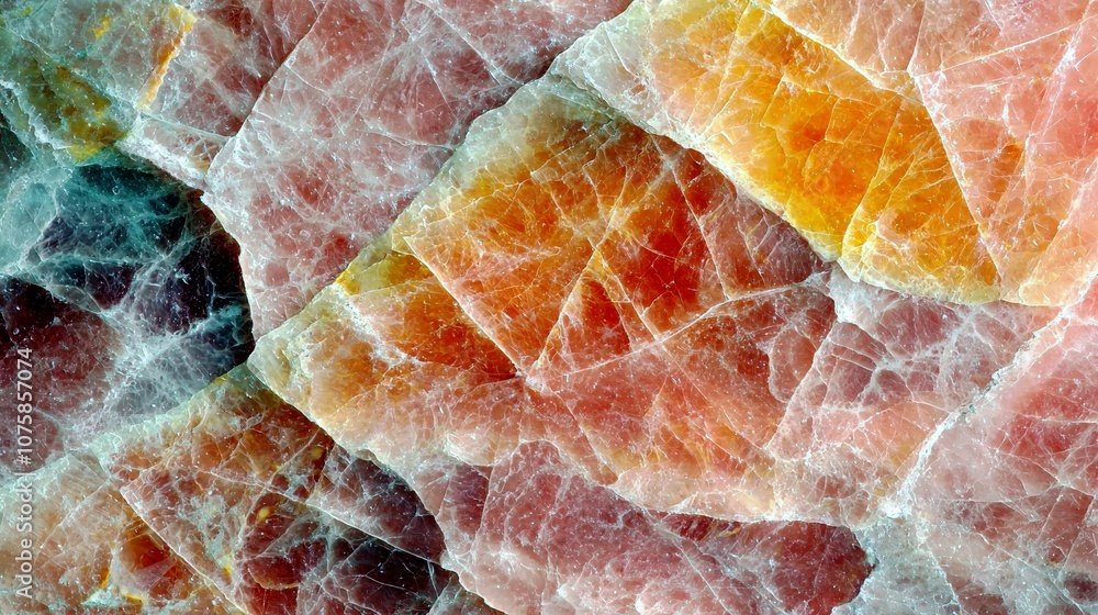Poster vibrant multi-colored mineral texture with striking patterns and swirls in natural stone formation c