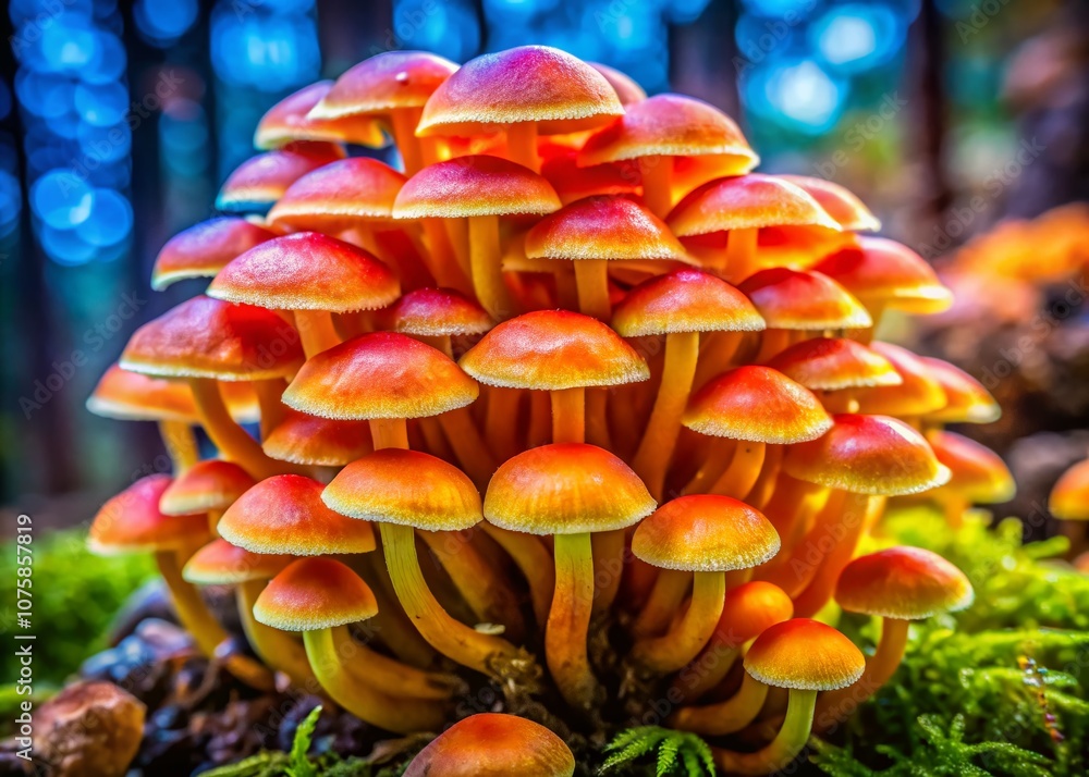 Poster captivating close-up of myxomycetes plasmodium physarum polycephalum showcasing unique texture and c