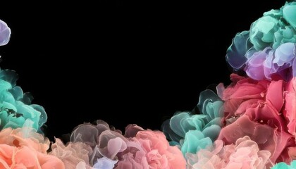 Fototapeta premium Colorful smoke is swirling in the air on a black background