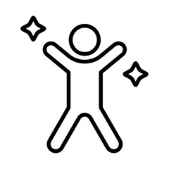 バンザイしている人のイラスト。シンプルな線画のベクターアイコン。