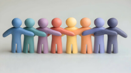 Colorful People Holding Hands, Teamwork, Unity, Collaboration, figures, figurines, community, togetherness, diversity
