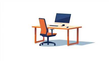 Fototapeta premium Simple flat vector illustration of an empty workstation with a desk