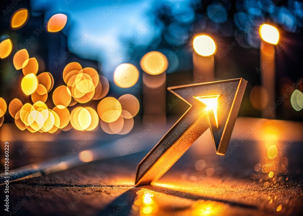 Poster Captivating Low Light Photography of an Arrow Symbol with Glowing Edges and Soft Background for Creative Designs and Digital Projects