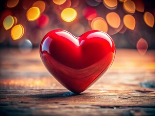 Fototapeta premium Captivating Macro Photography of a Flat Design Red Heart with Vivid Colors, Textures, and Unique Perspectives for Creative Projects and Romantic Themes