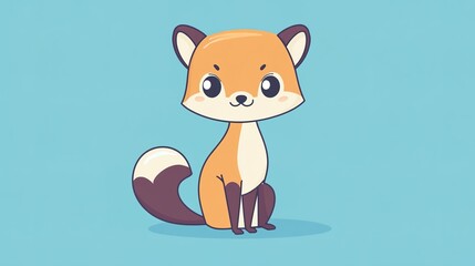 Adorable kawaii-style marten animal with vibrant colors, isolated on white background, looking directly at viewer with a friendly expression, full-body illustration.