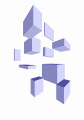 Abstract style flying boxes vector. JPEG version.