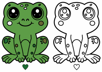 A Minimalist frog coloring page with lines