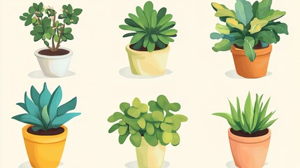 Fototapeta premium Variety of vibrant green plants in a decorative pot, bringing natural beauty and freshness to indoor or outdoor spaces, ideal for home decor and gardening inspiration.