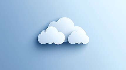 A minimalist illustration of three white clouds against a soft blue background.