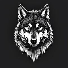 Naklejka premium wolf logo design in black end white monochrome style