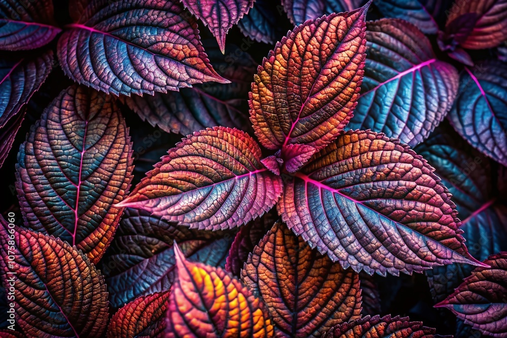 Poster closeup of dark textured leaves creating a moody and elegant backdrop for architectural photography 